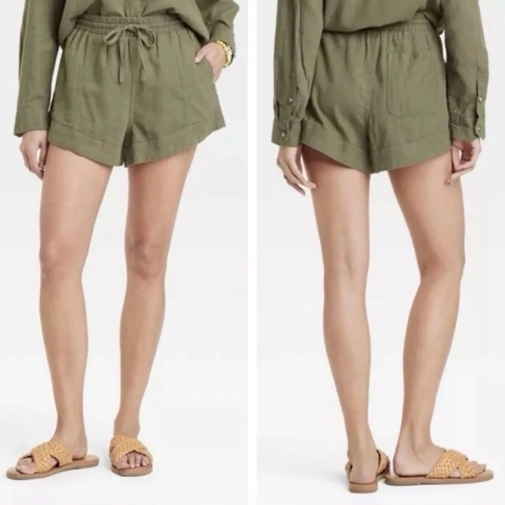 UNIVERSAL THREAD High Waist Linen Blend Olive Green Shorts